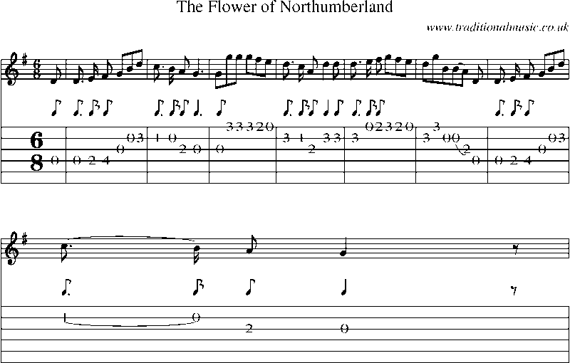 Guitar Tab and Sheet Music for The Flower Of Northumberland