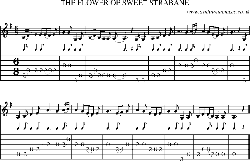 Guitar Tab and Sheet Music for The Flower Of Sweet Strabane