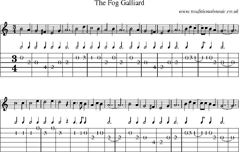 Guitar Tab and Sheet Music for The Fog Galliard