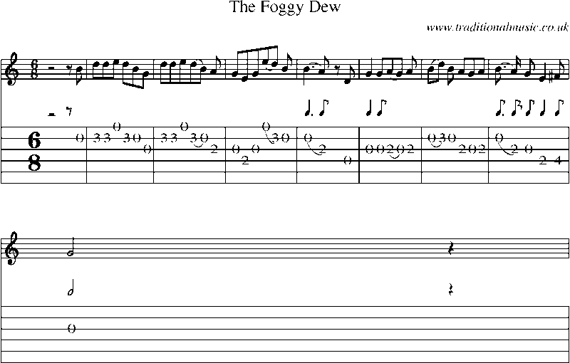 Guitar Tab and Sheet Music for The Foggy Dew(3)