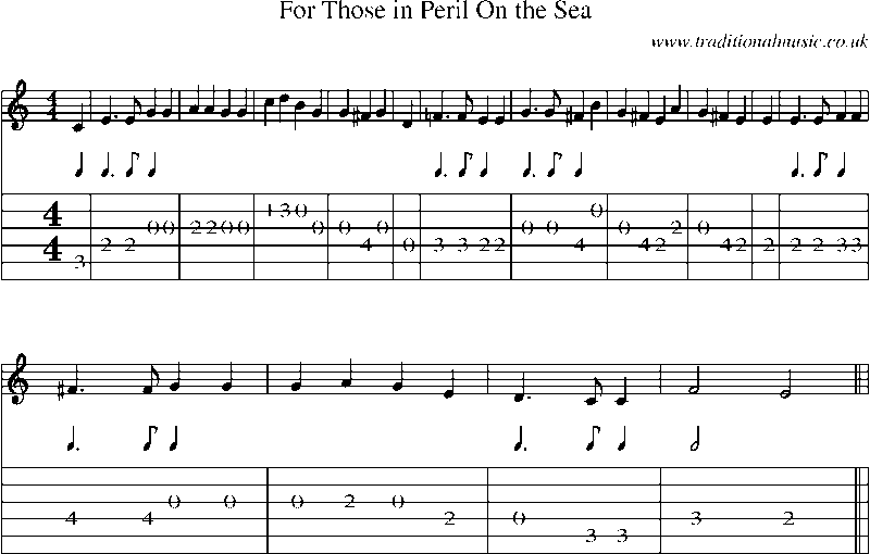 Guitar Tab and Sheet Music for For Those In Peril On The Sea