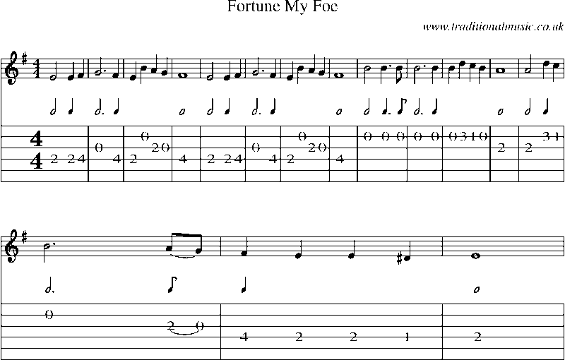 Guitar Tab and Sheet Music for Fortune My Foe
