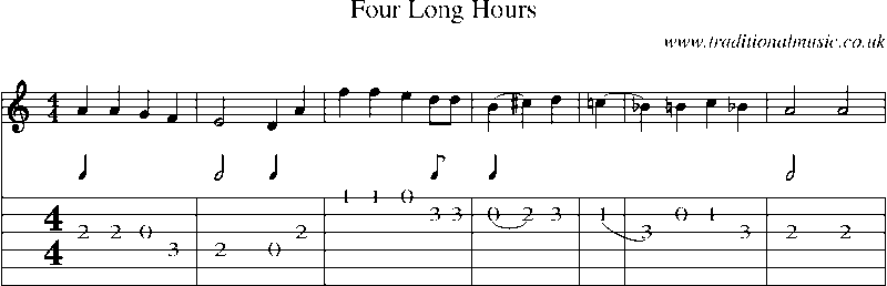 Guitar Tab and Sheet Music for Four Long Hours