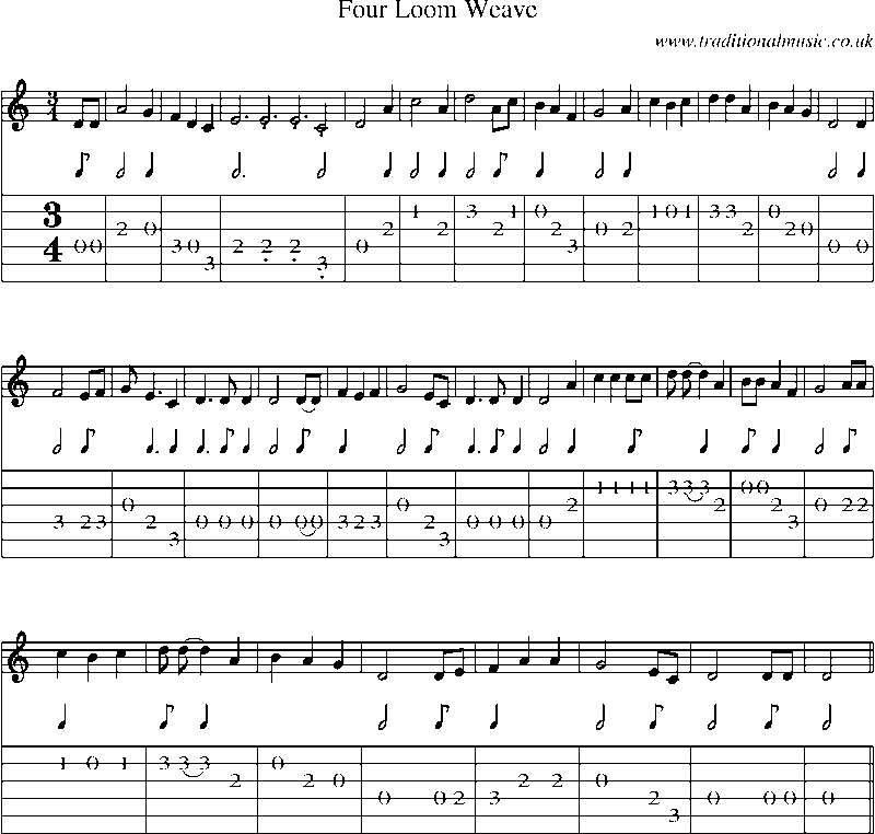 Guitar Tab and Sheet Music for Four Loom Weave