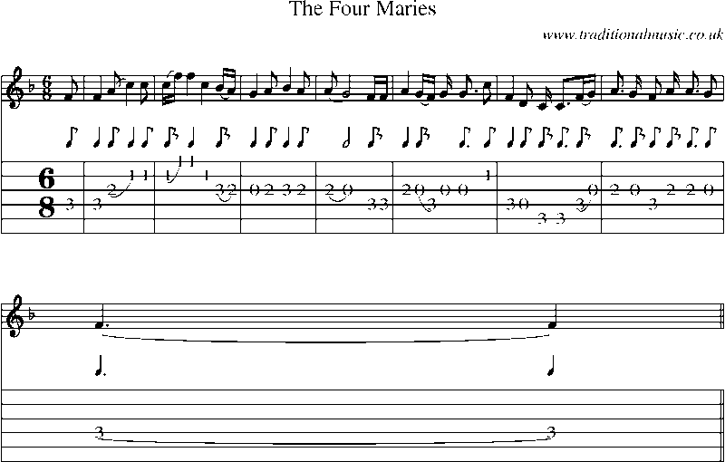 Guitar Tab and Sheet Music for The Four Maries