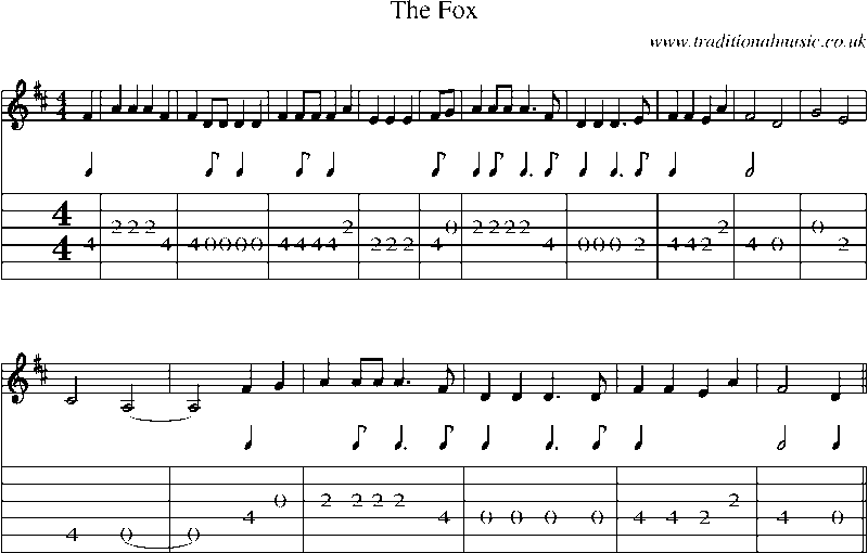 Guitar Tab and Sheet Music for The Fox