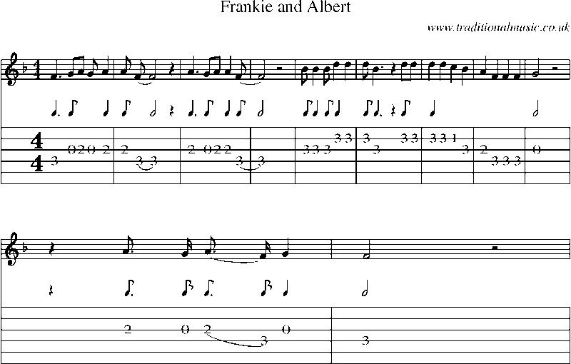 Guitar Tab and Sheet Music for Frankie And Albert
