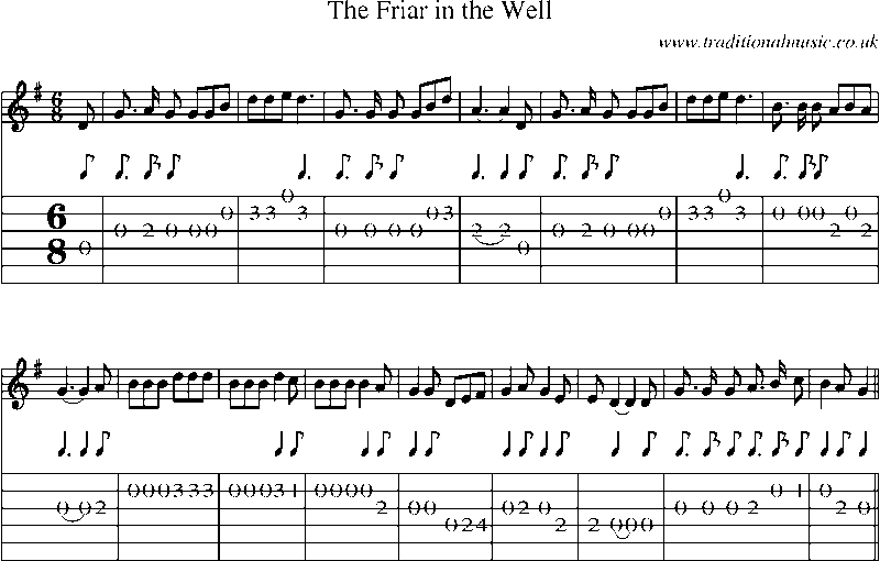 Guitar Tab and Sheet Music for The Friar In The Well(1)