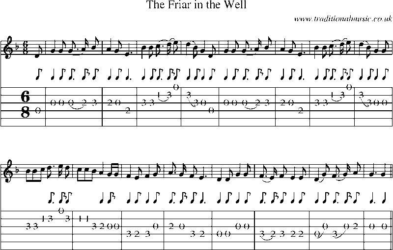 Guitar Tab and Sheet Music for The Friar In The Well