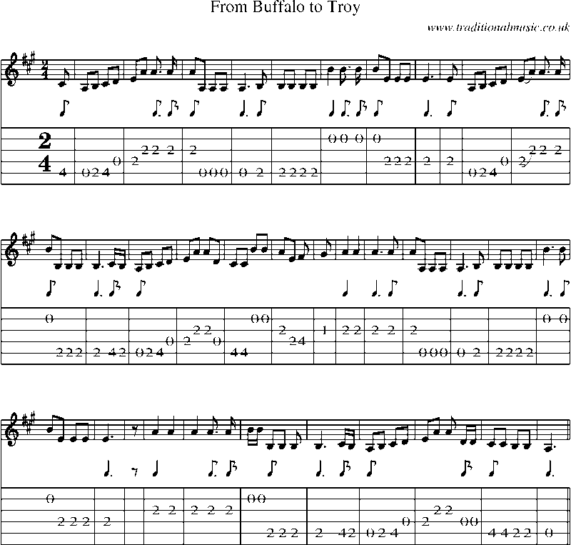 Guitar Tab and Sheet Music for From Buffalo To Troy