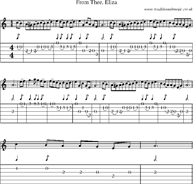 Guitar Tab and Sheet Music for From Thee, Eliza