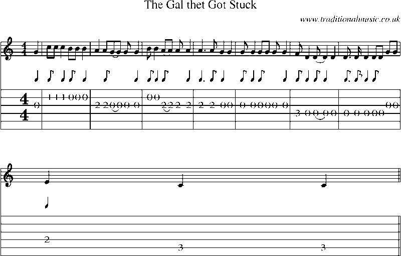 Guitar Tab and Sheet Music for The Gal Thet Got Stuck