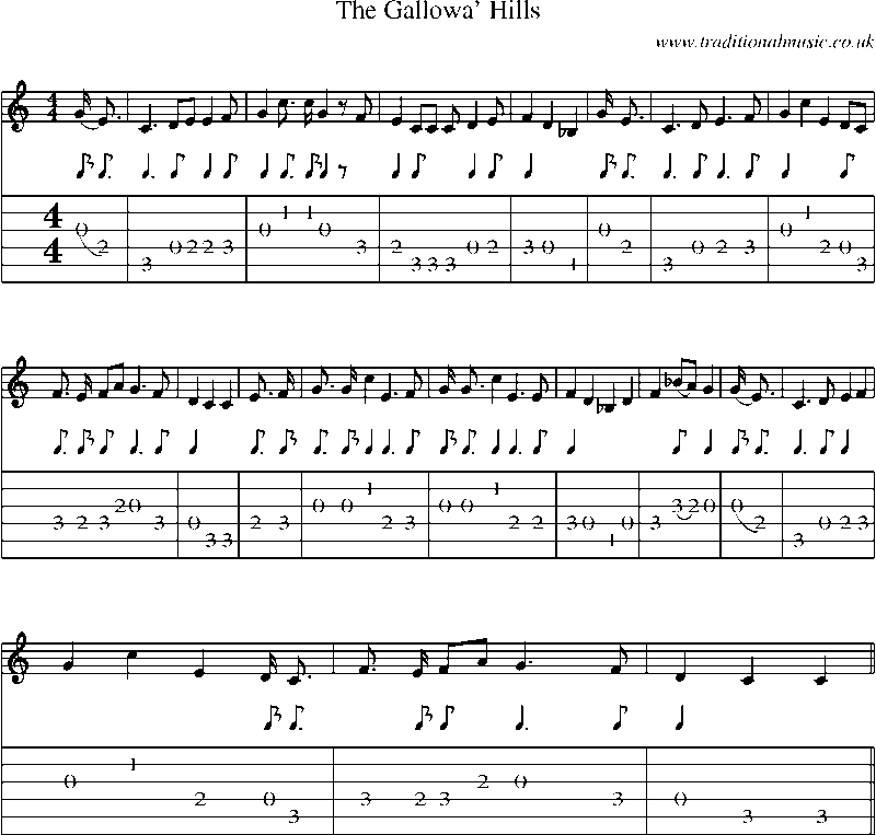 Guitar Tab and Sheet Music for The Gallowa' Hills