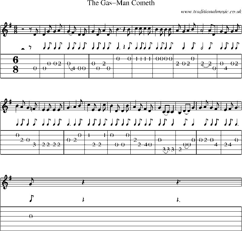 Guitar Tab and Sheet Music for The Gas-man Cometh