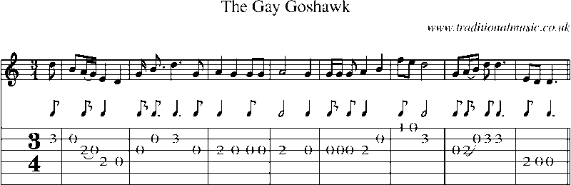 Guitar Tab and Sheet Music for The Gay Goshawk