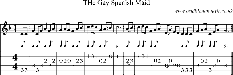 Guitar Tab and Sheet Music for The Gay Spanish Maid