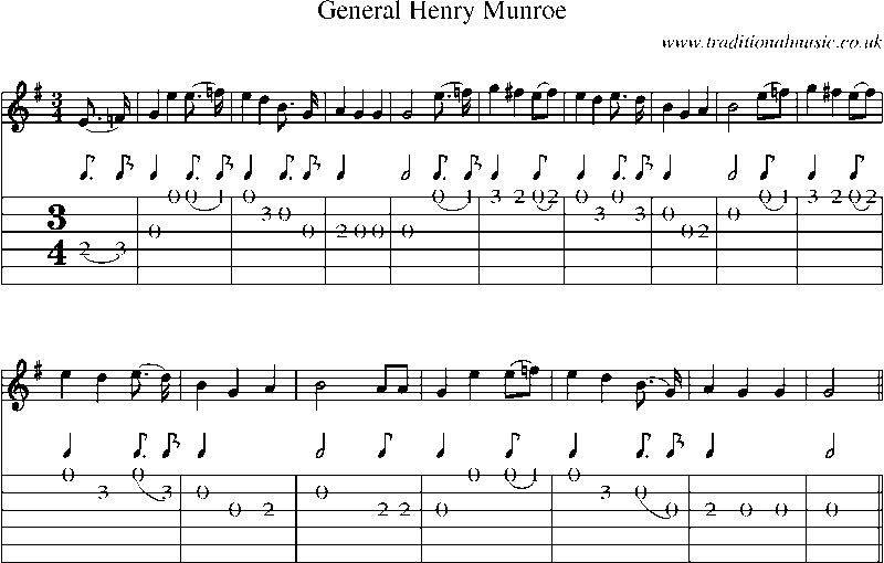 Guitar Tab and Sheet Music for General Henry Munroe