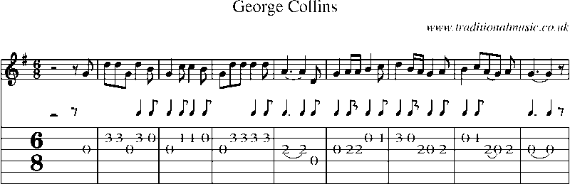 Guitar Tab and Sheet Music for George Collins