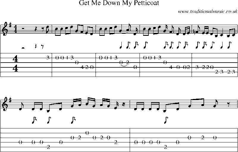 Guitar Tab and Sheet Music for Get Me Down My Petticoat