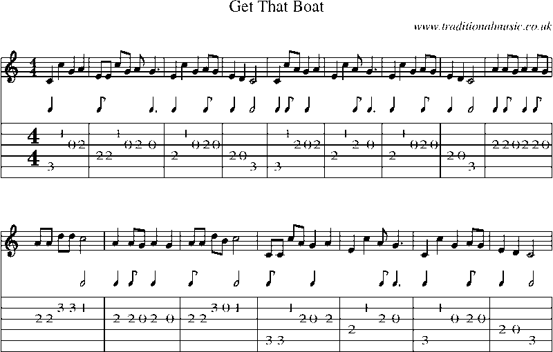 Guitar Tab and Sheet Music for Get That Boat