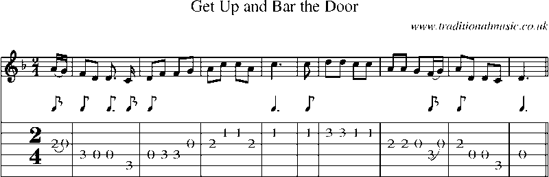 Guitar Tab and Sheet Music for Get Up And Bar The Door
