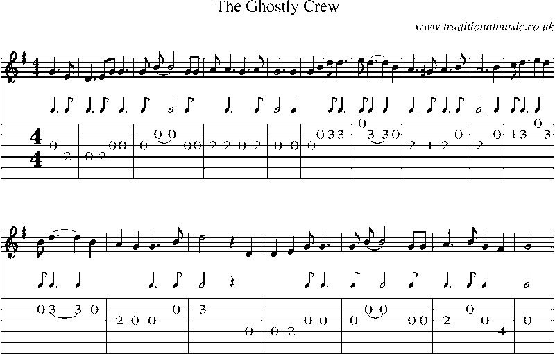 Guitar Tab and Sheet Music for The Ghostly Crew