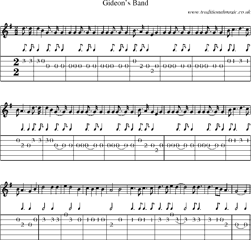 Guitar Tab and Sheet Music for Gideon's Band