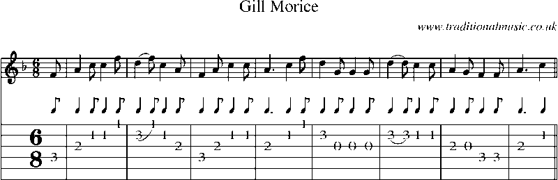 Guitar Tab and Sheet Music for Gill Morice