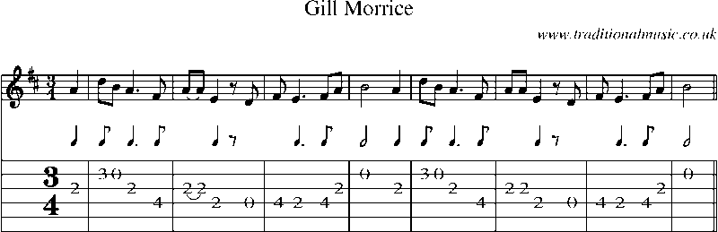 Guitar Tab and Sheet Music for Gill Morrice