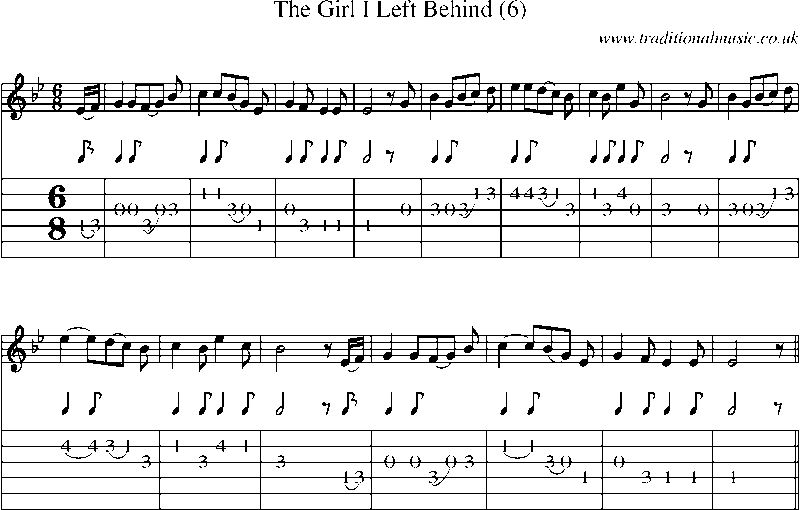 Guitar Tab and Sheet Music for The Girl I Left Behind(1)