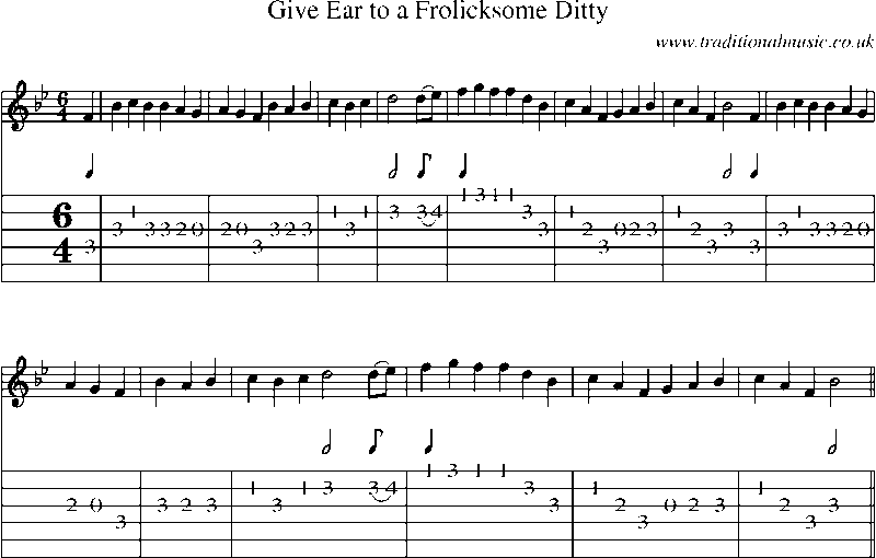 Guitar Tab and Sheet Music for Give Ear To A Frolicksome Ditty