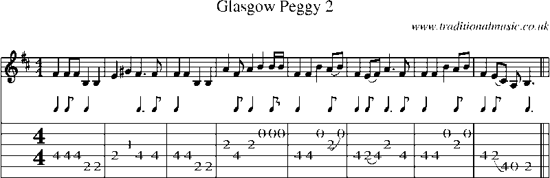 Guitar Tab and Sheet Music for Glasgow Peggy 2