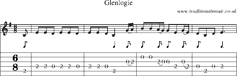 Guitar Tab and Sheet Music for Glenlogie(1)
