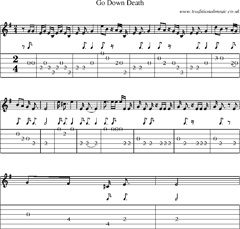 Guitar Tab and Sheet Music for Go Down Death