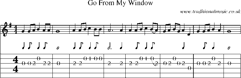 Guitar Tab and Sheet Music for Go From My Window