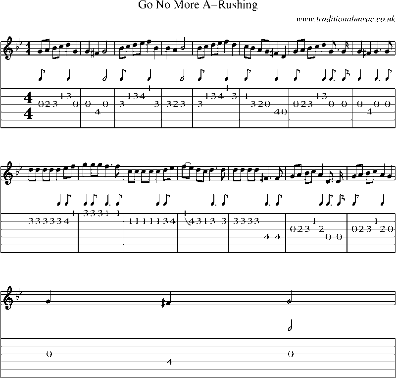 Guitar Tab and Sheet Music for Go No More A-rushing