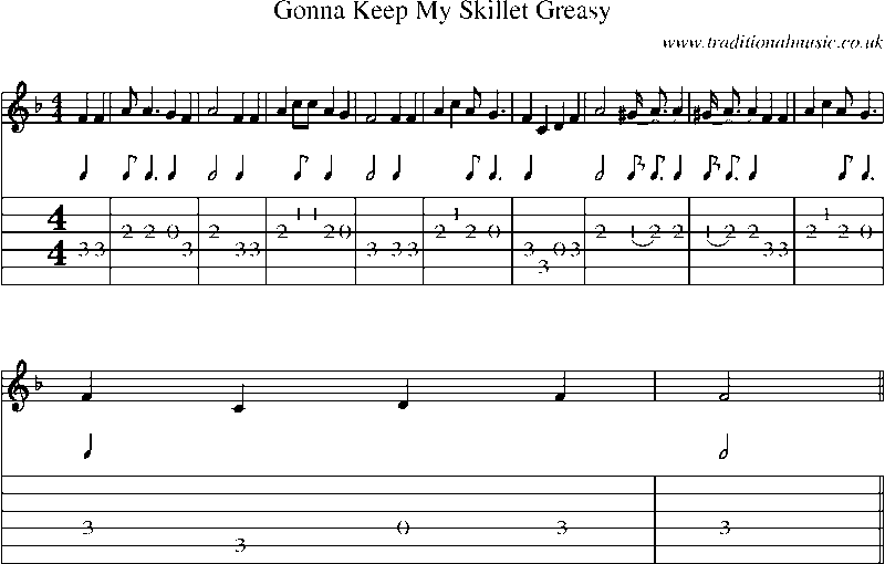 Guitar Tab and Sheet Music for Gonna Keep My Skillet Greasy