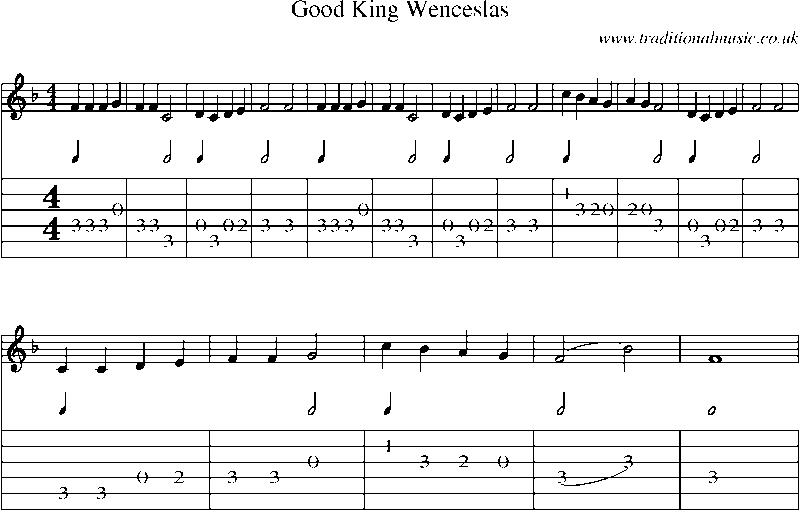 Guitar Tab and Sheet Music for Good King Wenceslas