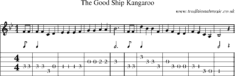 Guitar Tab and Sheet Music for The Good Ship Kangaroo
