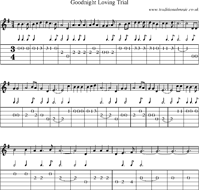 Guitar Tab and Sheet Music for Goodnight Loving Trial