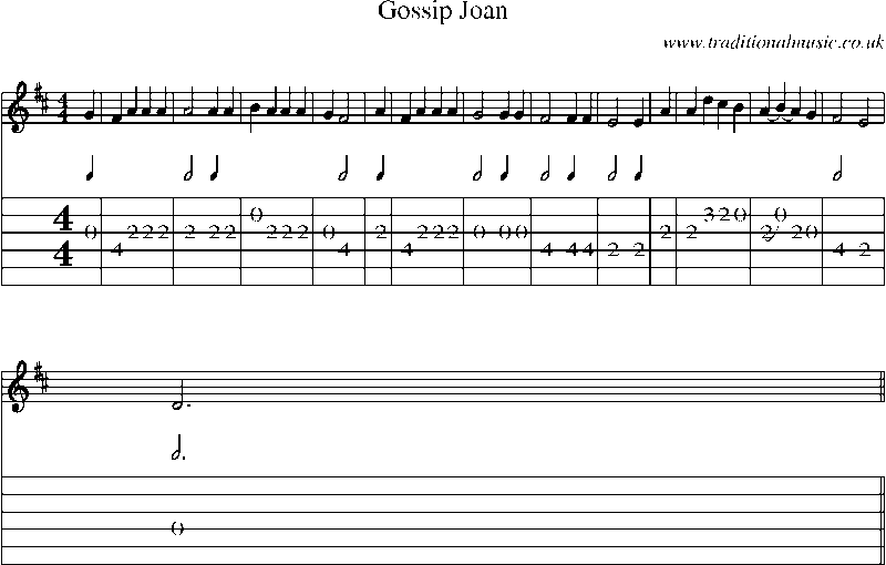 Guitar Tab and Sheet Music for Gossip Joan(1)