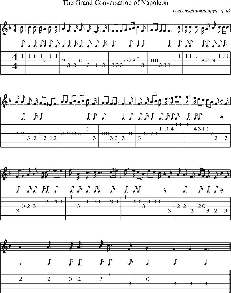 Guitar Tab and Sheet Music for The Grand Conversation Of Napoleon