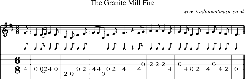 Guitar Tab and Sheet Music for The Granite Mill Fire