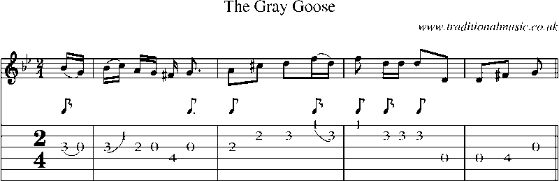 Guitar Tab and Sheet Music for The Gray Goose