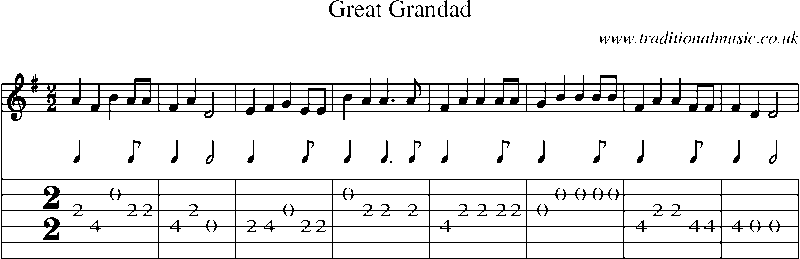 Guitar Tab and Sheet Music for Great Grandad