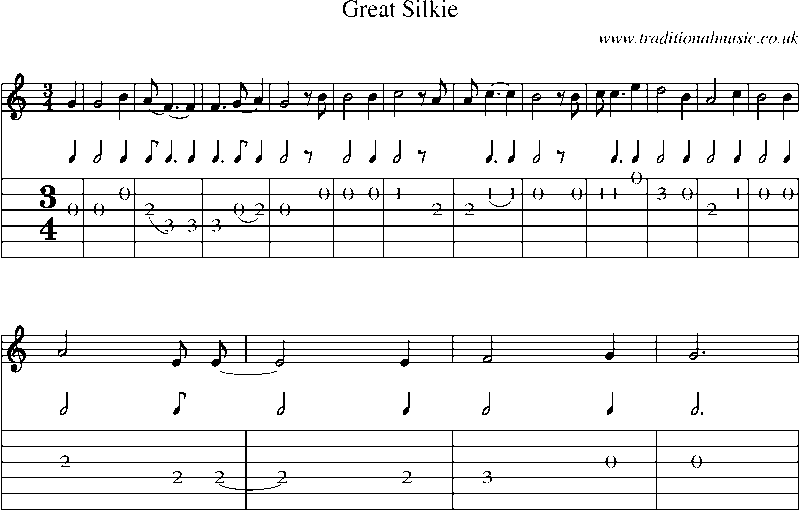 Guitar Tab and Sheet Music for Great Silkie