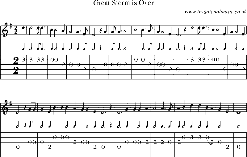Guitar Tab and Sheet Music for Great Storm Is Over