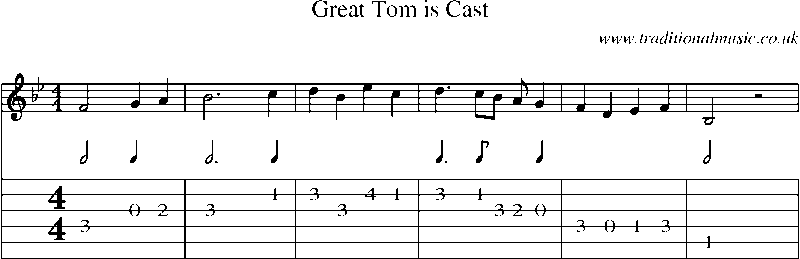 Guitar Tab and Sheet Music for Great Tom Is Cast