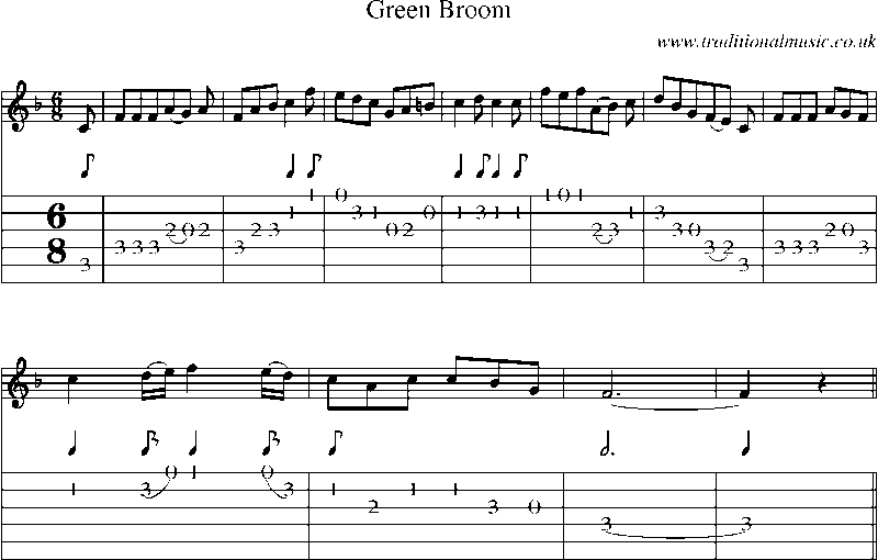 Guitar Tab and Sheet Music for Green Broom