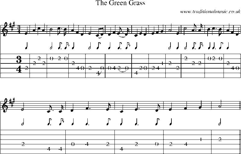Guitar Tab and Sheet Music for The Green Grass